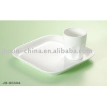 Juego de desayuno de porcelana de color blanco JX-BS604